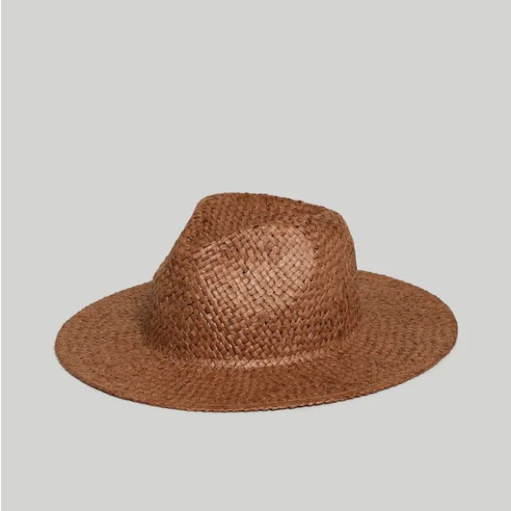 NWT Madewell Woven Straw Hat NP779 Chocolate Raisin size M/L